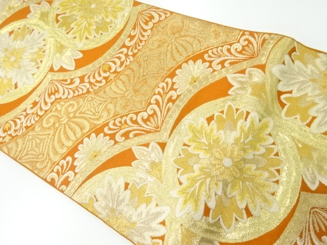 アンティーク　華紋模様織出し袋帯（着用可）